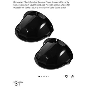 Outdoor Waterproof Rain Shade For Outdoor Dome Camera Black New 2-Pack